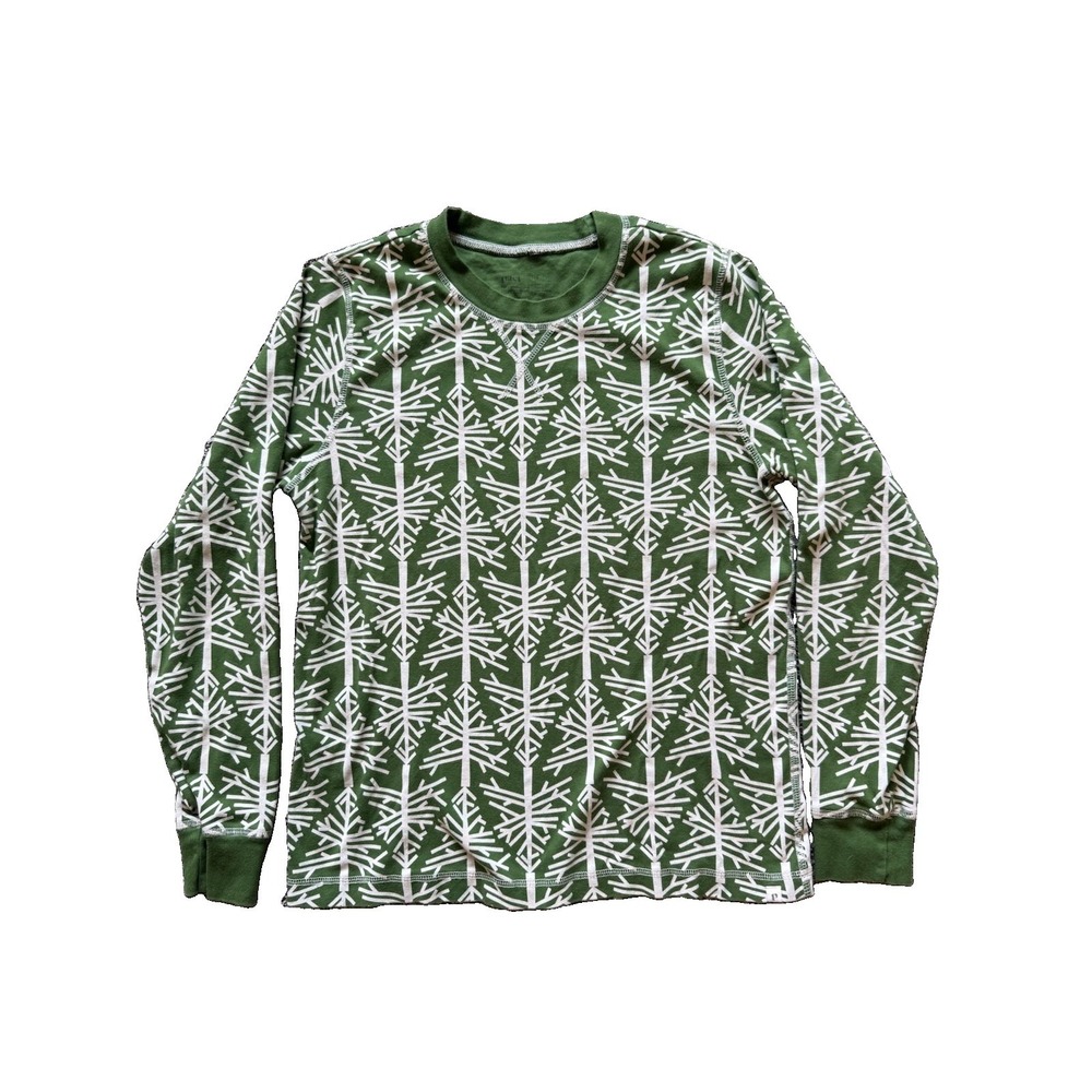 Pact Pajama Set Women Medium Green White Tree Print All Over Top Pants Christmas